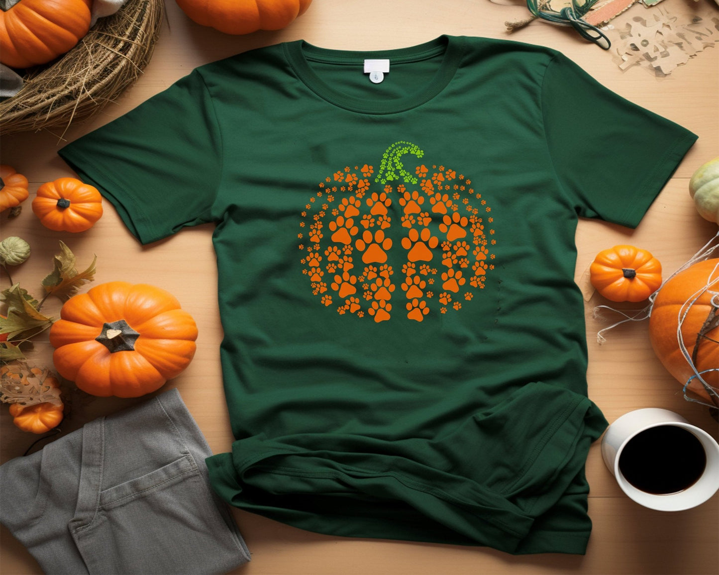 Halloween Cat Shirt, Halloween pumpkin shirt Spooky Season tshirt Halloween Fall apparel, Pumpkin Paw Print Dog Halloween school party - SBS T Shop