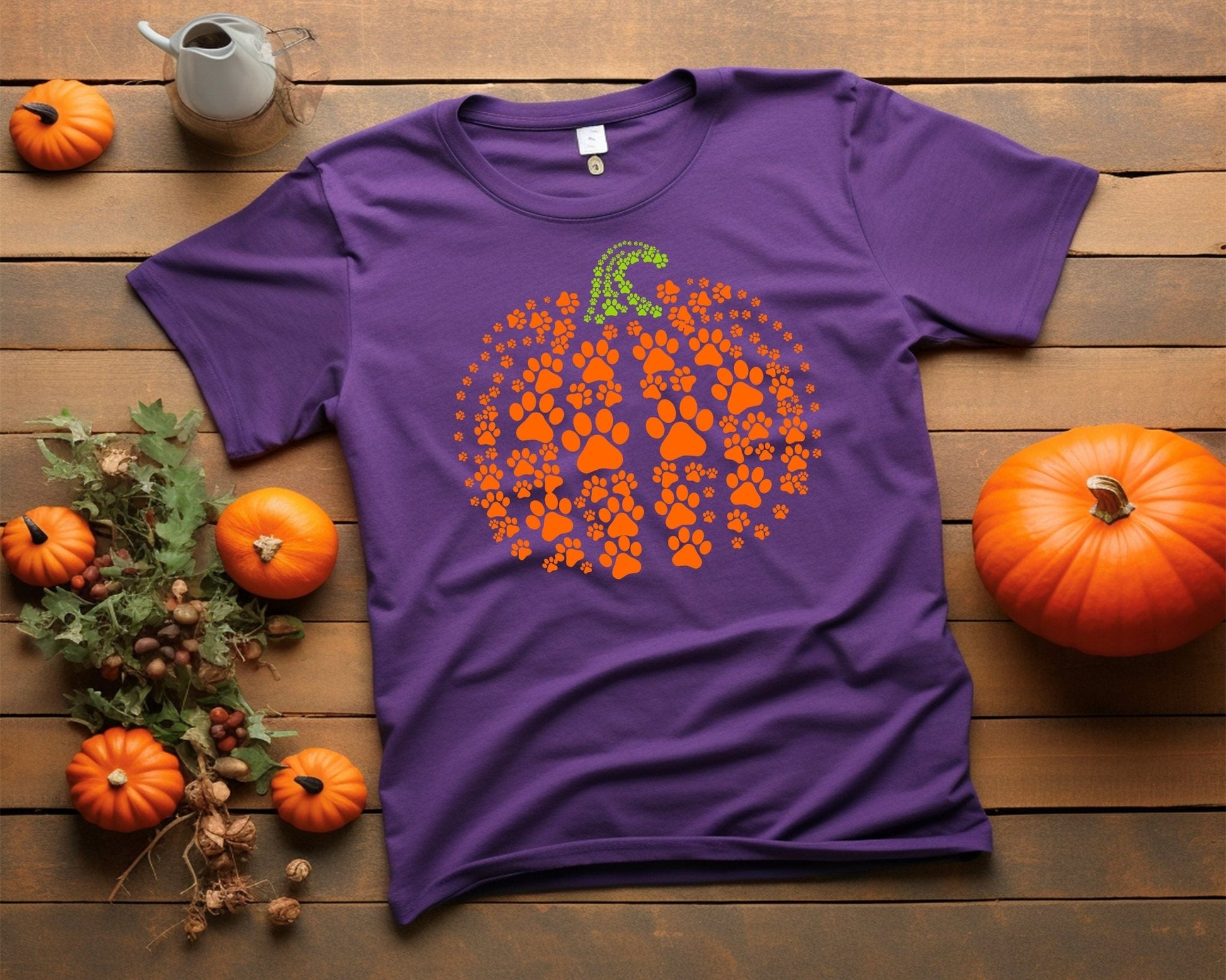 Halloween Cat Shirt, Halloween pumpkin shirt Spooky Season tshirt Halloween Fall apparel, Pumpkin Paw Print Dog Halloween school party - SBS T Shop