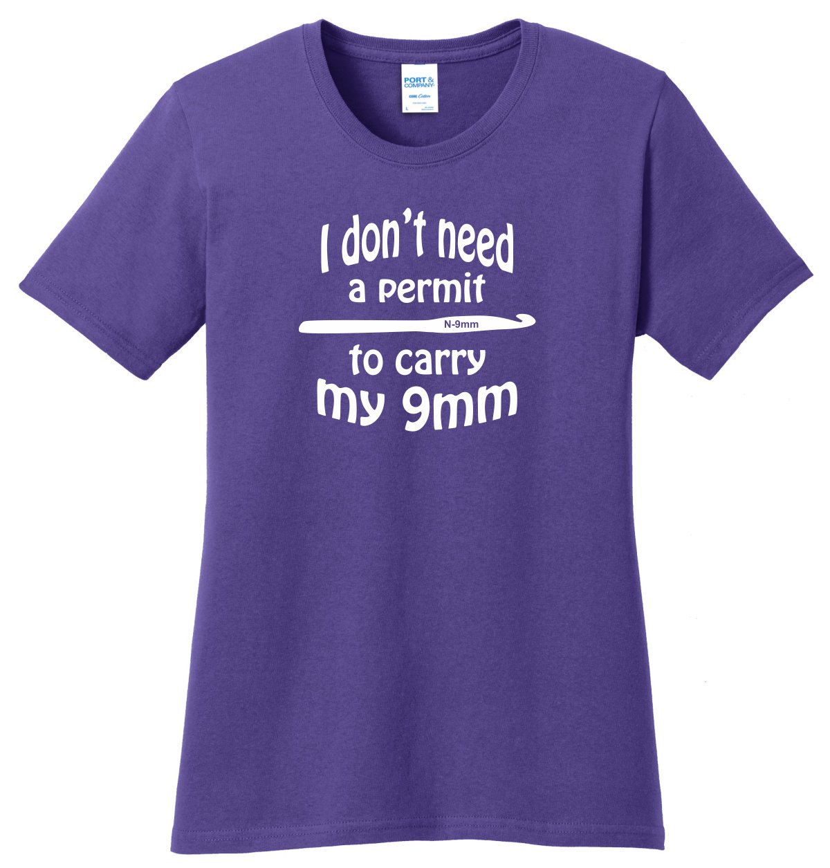 I don't need a permit to carry my 9mm Crochet Humor Ladies T - SBS T Shop