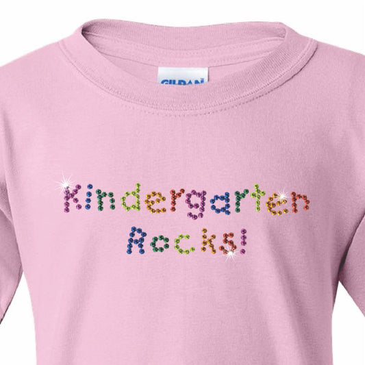 KINDERGARTEN ROCKS Rhinestud T shirt - SBS T Shop