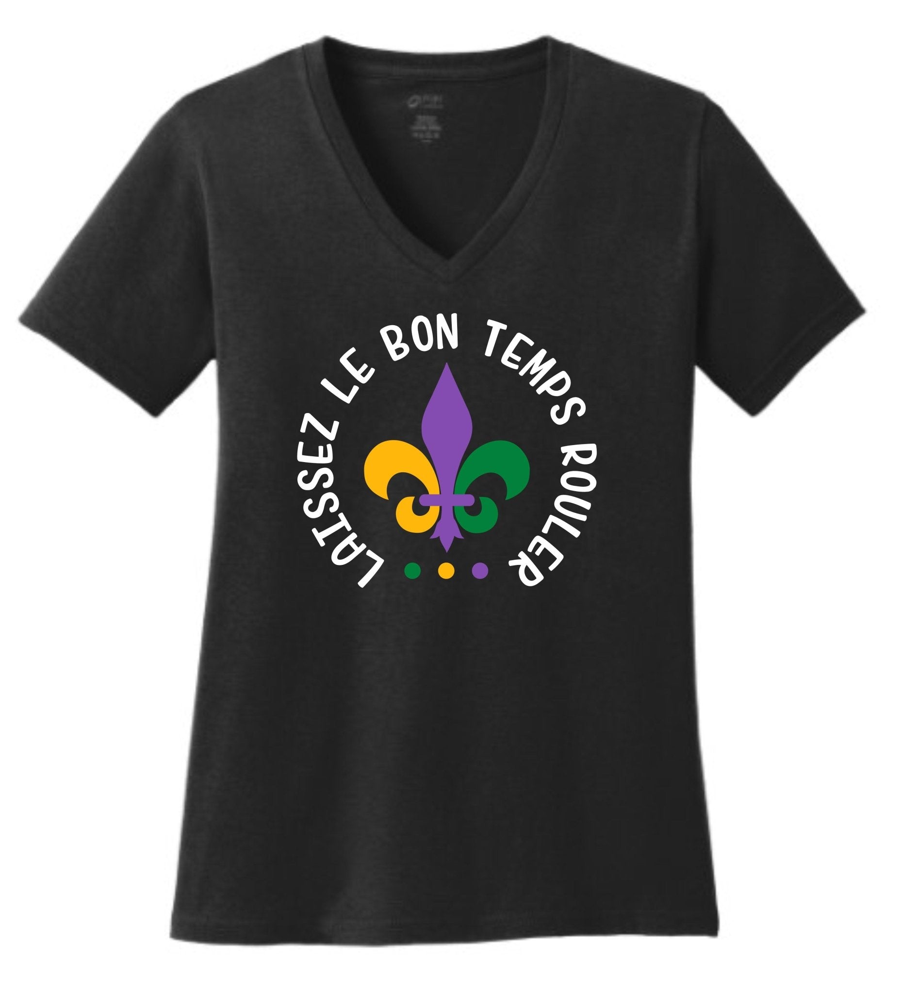 Laissez Le Bon Temps Rouler, Let the good times roll, Mardi Gras, Fleur Di Lis Ladies T Shirt - SBS T Shop