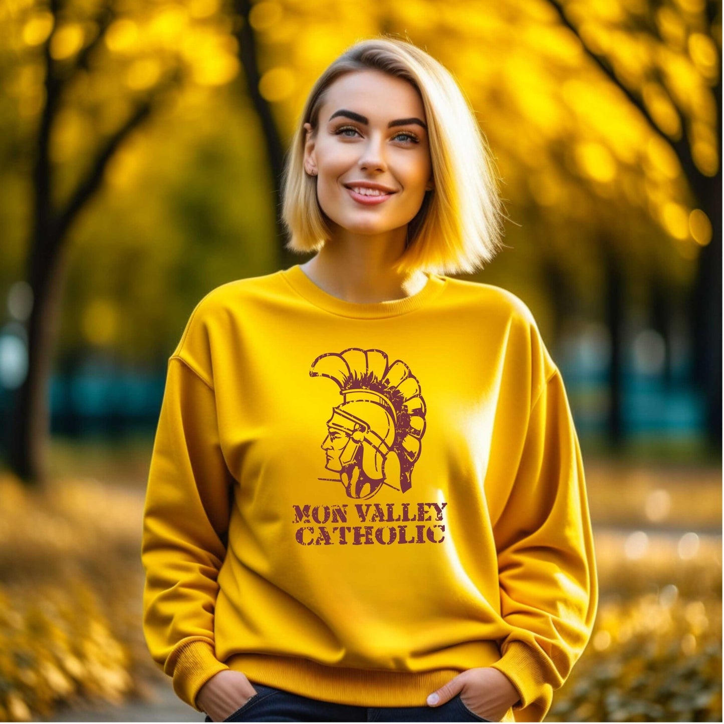 Mon Valley Catholic Spartans, Throw Back Sweatshirt or Pull Over Hoodie - SBS T Shop