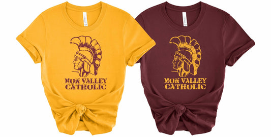 Mon Valley Catholic Spartans, Throw Back T shirt - SBS T Shop