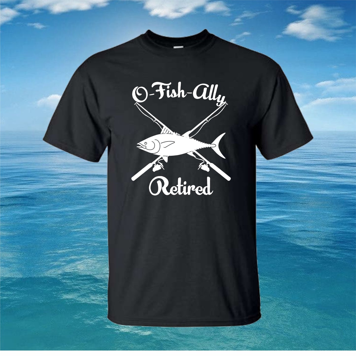 O - FISH - Ally Retired T Shirt, Fishing Mens Tee Fishermen Tshirt - SBS T Shop