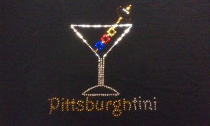 Pittsburgh Football Rhinestone Martini shirt, Pittsburgh Tini Rhinestone Ladies T shirt - SBS T Shop
