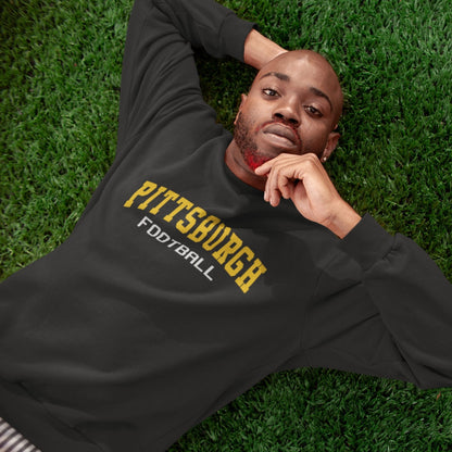 Pittsburgh Football Sweatshirt, Black and Gold crewneck, Pittsburgh sports, vintage oversized football sweater, pittsburgh fan, gift for him - SBS T Shop