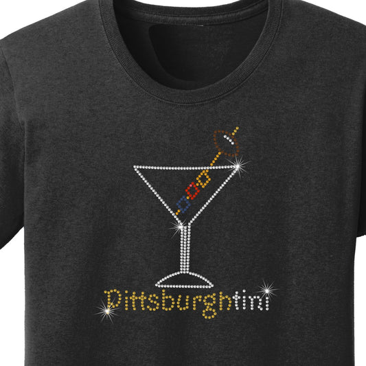 Pittsburgh Tini Rhinestone Ladies T shirt - SBS T Shop