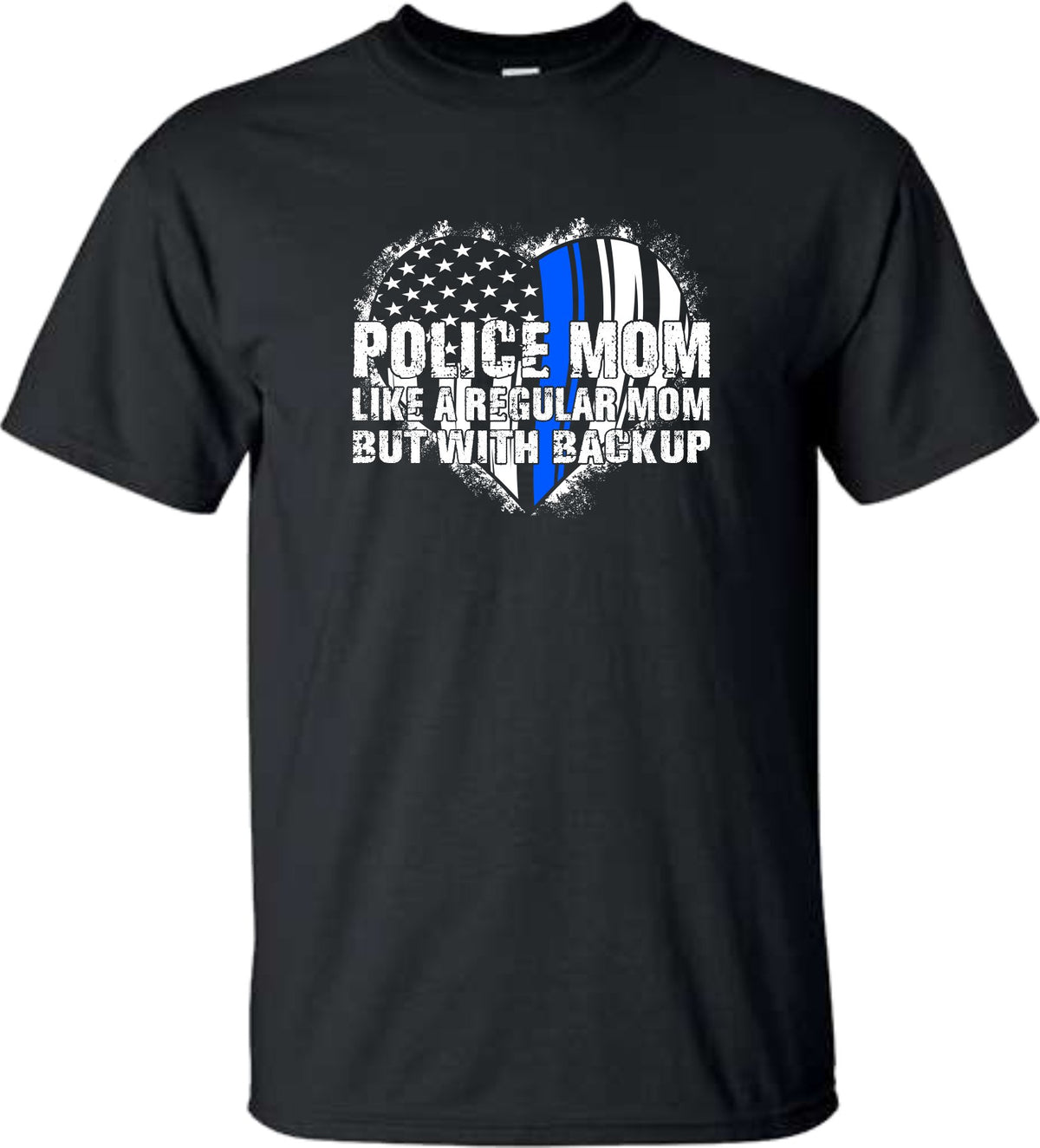 Police Mom Shirt Blue Line Flag Heart - SBS T Shop