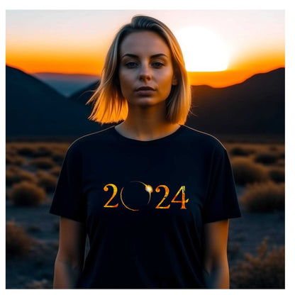 Solar Eclipse 2024 Black T Shirt - Unique Astronomical Design for Men, Women, and Kids - SBS T Shop