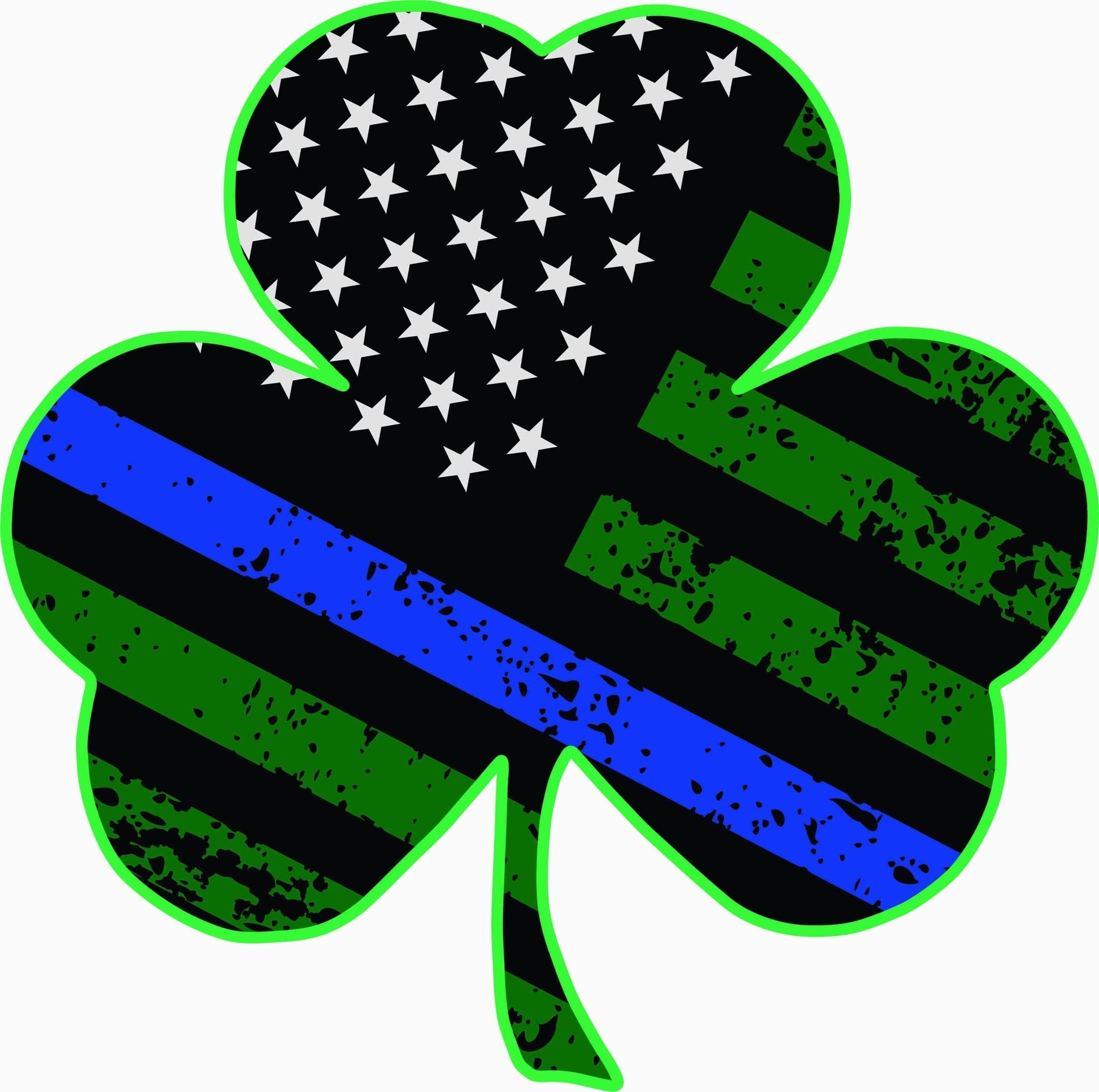 St. Patrick's Shamrock Police Blue Line Distressed Flag T-Shirt - SBS T Shop