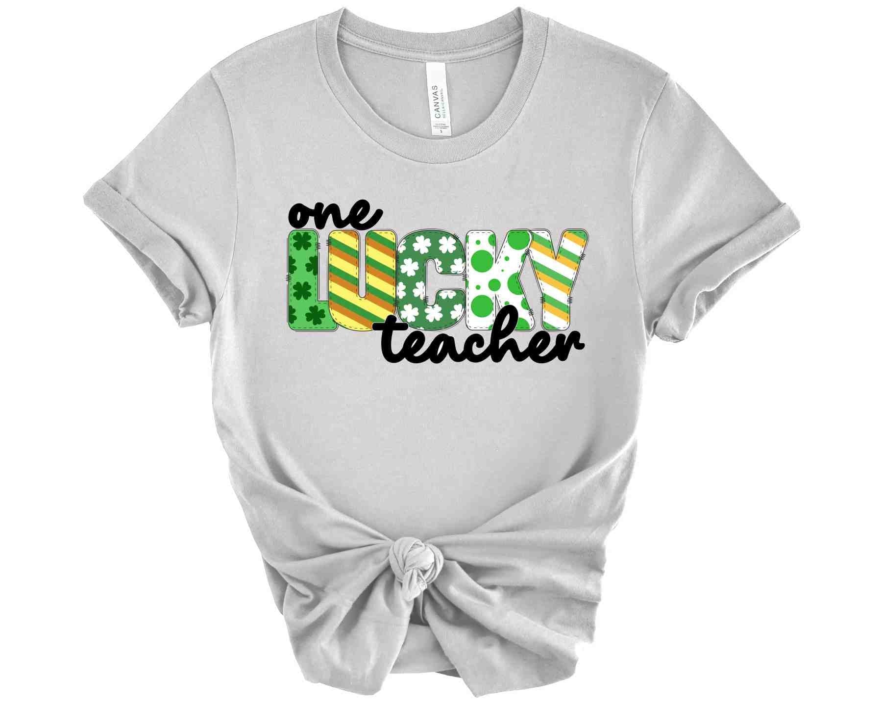 St. Patrick's Teacher Shirt, One Lucky Teacher, Shamrocks, Gift for Teacher, School party shirt, Shamrock Graphic Tee, Teacher Appreciation - SBS T Shop