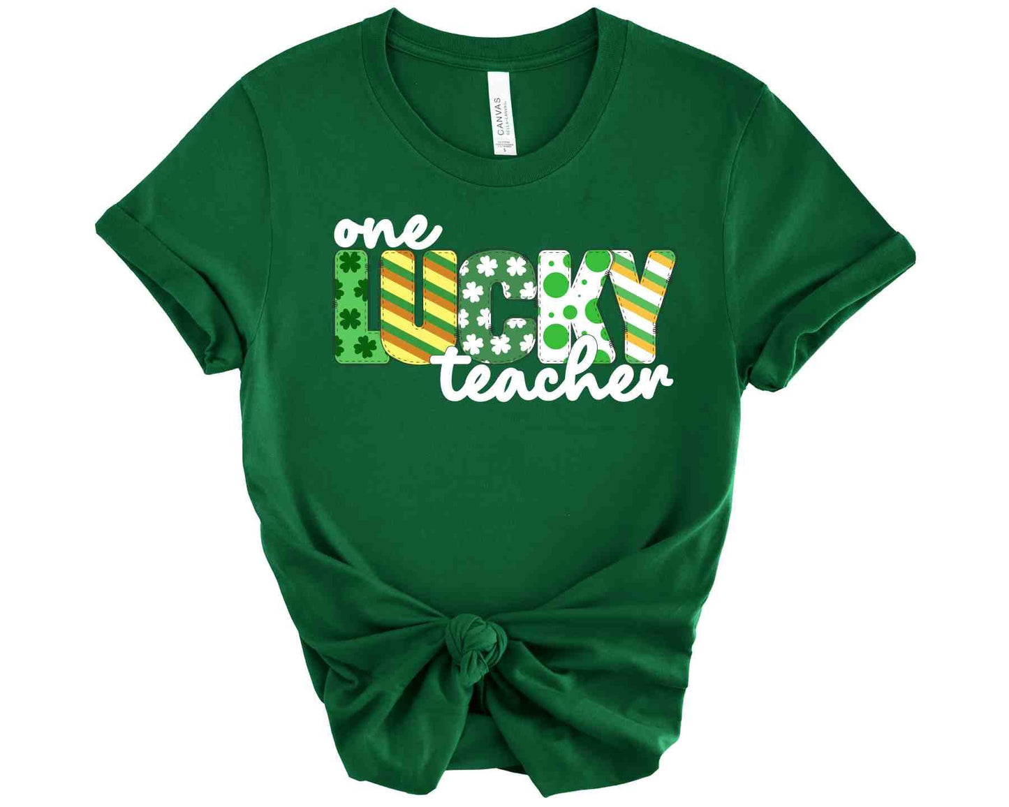 St. Patrick's Teacher Shirt, One Lucky Teacher, Shamrocks, Gift for Teacher, School party shirt, Shamrock Graphic Tee, Teacher Appreciation - SBS T Shop