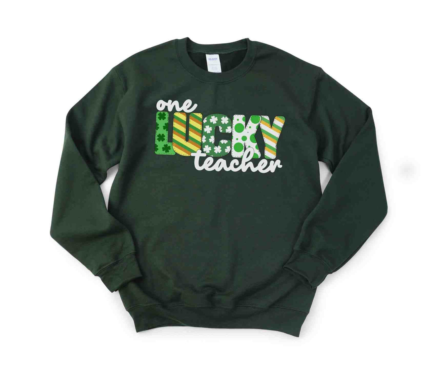 St. Patrick's Teacher Sweatshirt, One Lucky Teacher, Shamrocks, Gift for Teacher, School party shirt, Shamrock Graphic, Teacher Appreciation - SBS T Shop