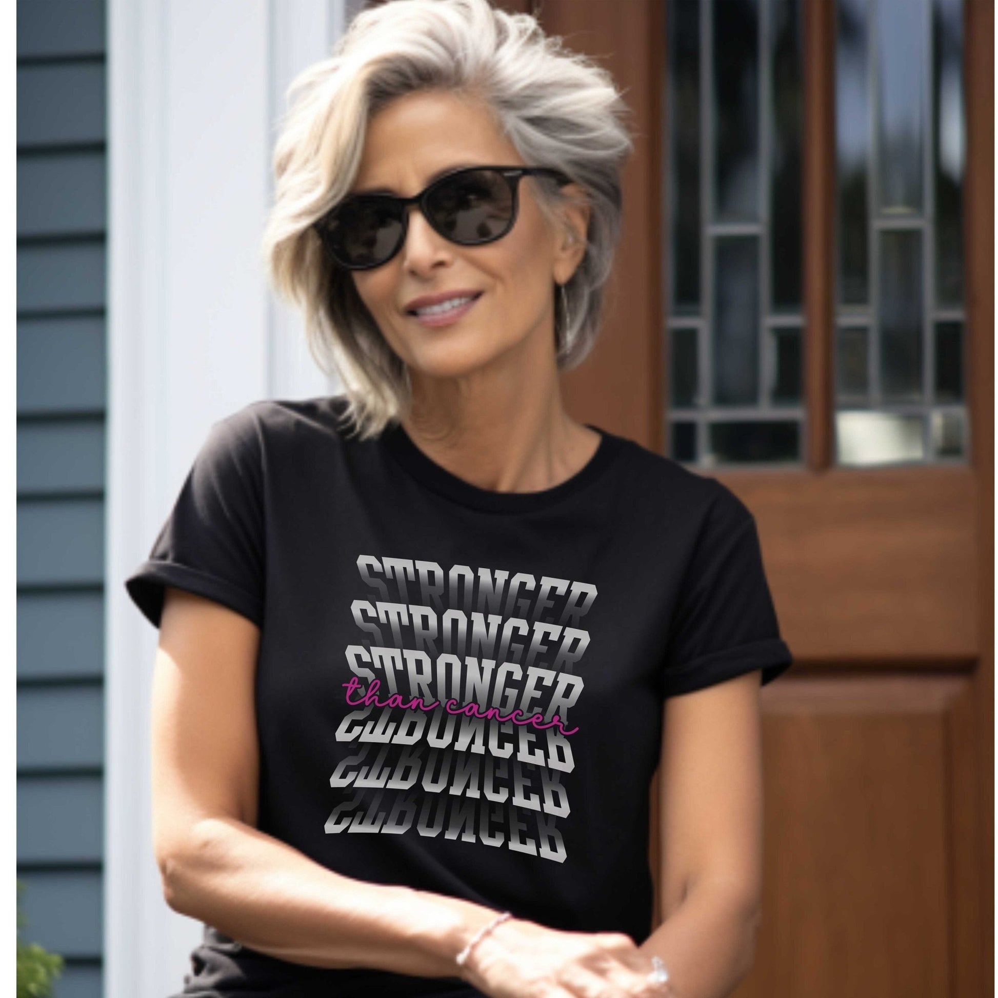 Stronger than Cancer Survivor Shirt Breast Cancer Pink t-shirt Awareness - SBS T Shop