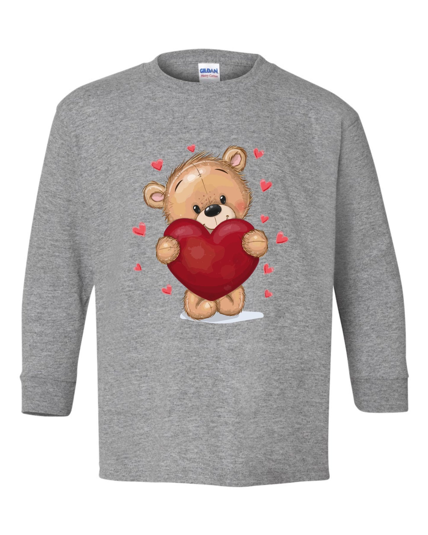 Valentine Heart Teddy Bear Long Sleeve T Shirt (Infant, Toddler, or Youth) - SBS T Shop