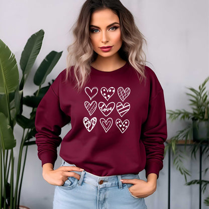 Valentine Nine Hearts Square Sweatshirt - SBS T Shop