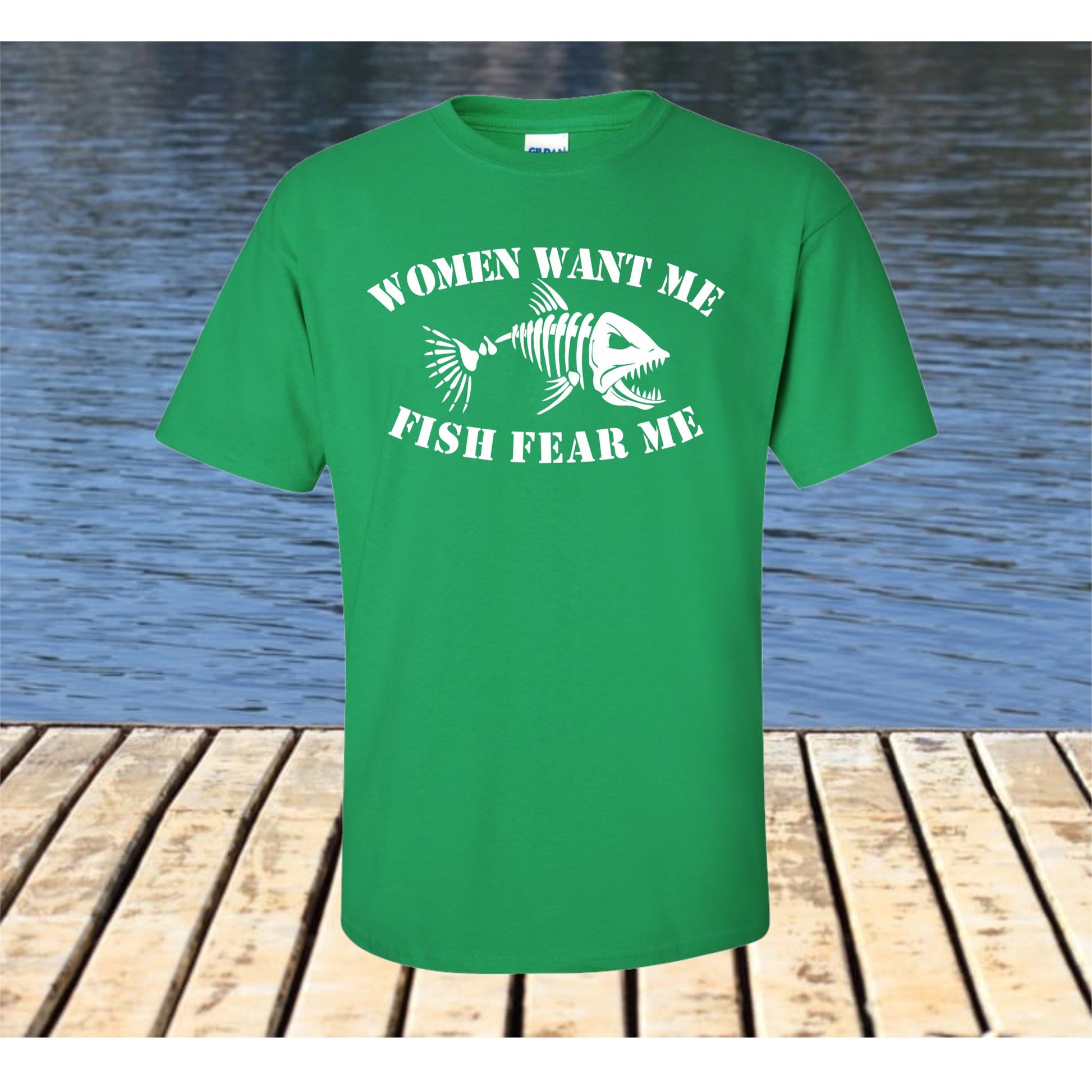 Women Want Me Fish Fear Me Fishing Men's Graphic T-Shirt, Light