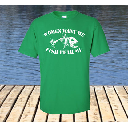 Women Want Me, Fish Fear Me T Shirt, Fishing Tee Shirt M / Purple