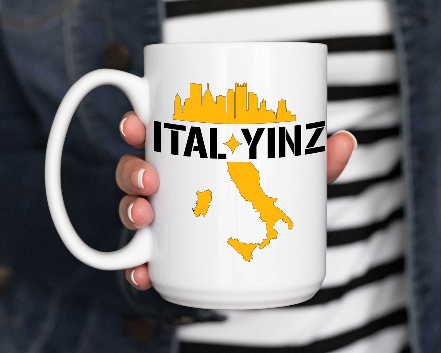 Yinz mug, Ital Yinz coffee mug, Italian Pittsburgh mug, Pittsburghese cup, Yinzer, It's a Burg thing, Italy, secret santa gift exchange - SBS T Shop